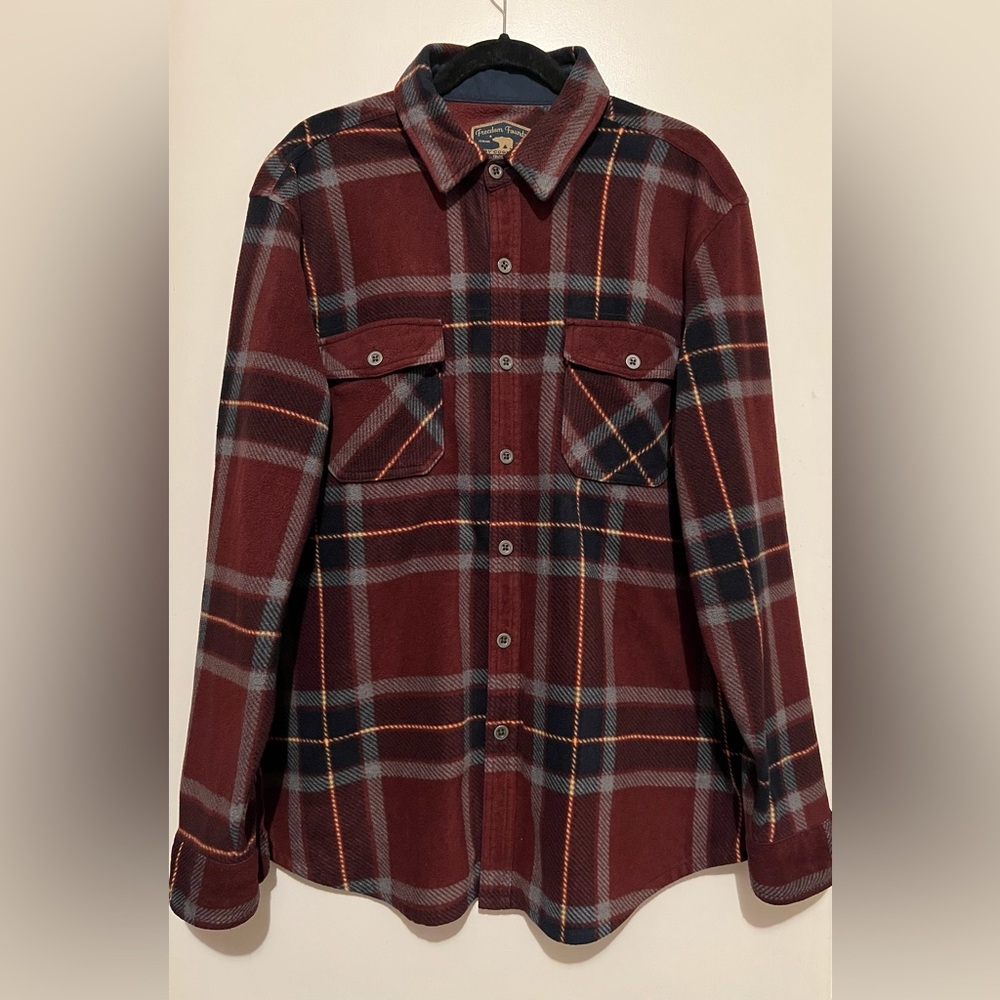 Freedom Foundry Burgundy Plaid Button Up Flannel Top XL